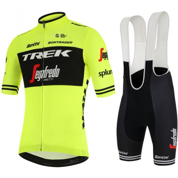 Trek Segafredo 2019 training Fluo gelb Fahrradbekleidung Radtrikot Satz Kurzarm+Kurz Trägerhose KYKNT