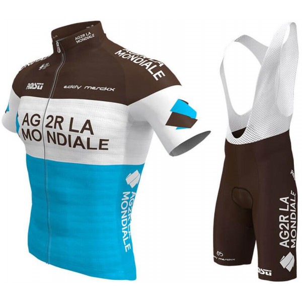 AG2R LA MONDIALE 2019 Fahrradbekleidung Radtrikot Satz Kurzarm+Kurz Trägerhose WB092