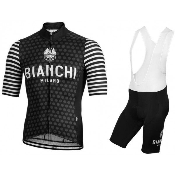 BIANCHI MILANO Davoli Black Fahrradbekleidung Radtrikot Satz Kurzarm+Kurz Trägerhose JPZNR