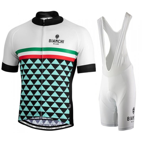 BIANCHI MILANO Codigoro white Fahrradbekleidung Radtrikot Satz Kurzarm+Kurz Trägerhose FZPV9