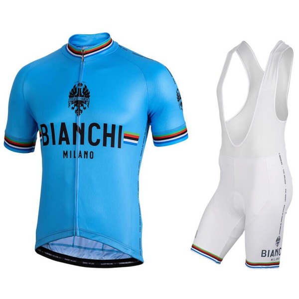 BIANCHI MILANO New Pride blue Fahrradbekleidung Radtrikot Satz Kurzarm+Kurz Trägerhose W3MKO