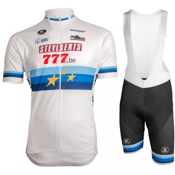 Steylaerts-777 European Champion 2019 Fahrradbekleidung Radtrikot Satz Kurzarm+Kurz Trägerhose CYBG2