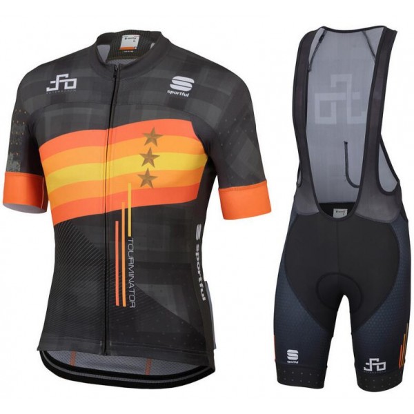 Team Sagan Stars 2019 black Fahrradbekleidung Radtrikot Satz Kurzarm+Kurz Trägerhose L01BT