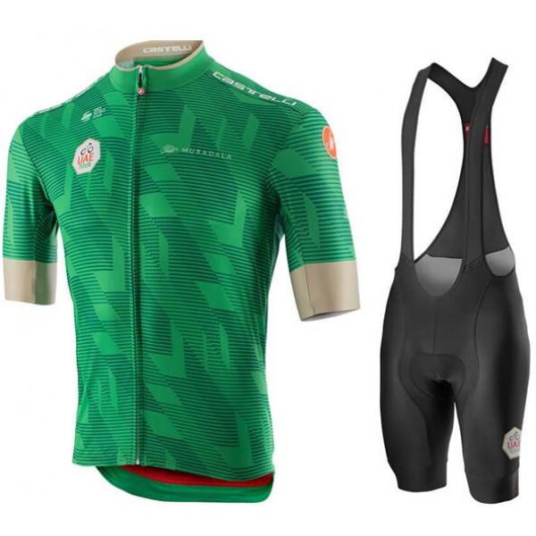 2020 UAE Tour Fahrradbekleidung Kurzamtrikot+Trägerhose kurz Grün