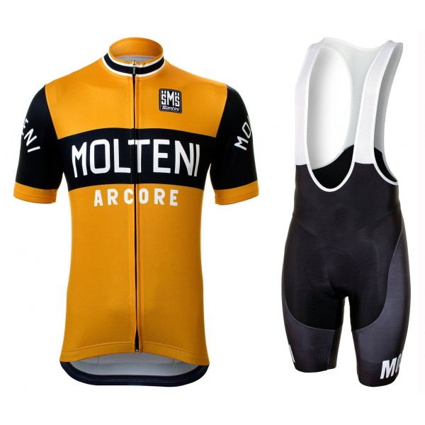 Molteni Arcore Retro Fahrradbekleidung Radtrikot Satz Kurzarm+Kurz Trägerhose APWN7