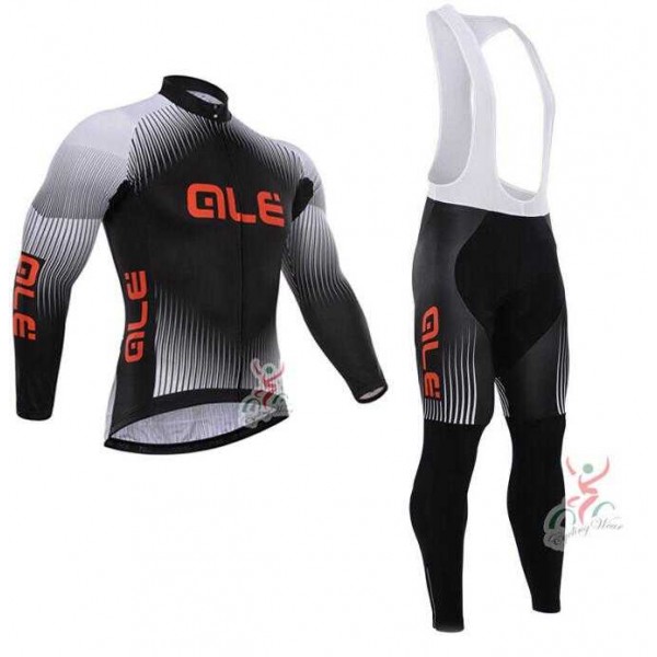 2015 ALE Fahrradbekleidung Radtrikot Langarm+Lang Trägerhose Schwarz HZ3J5