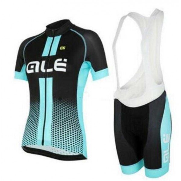 2015 ALE Fahrradbekleidung Satz Fahrradtrikot Kurzarm Trikot und Kurz Radhose blau Schwarz Dame 16YIE