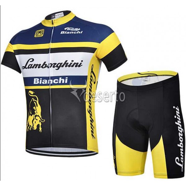 2015 Lamborghini Bianchi Fahrradbekleidung Radtrikot Satz Kurzarm+Kurz Radhose EFG46