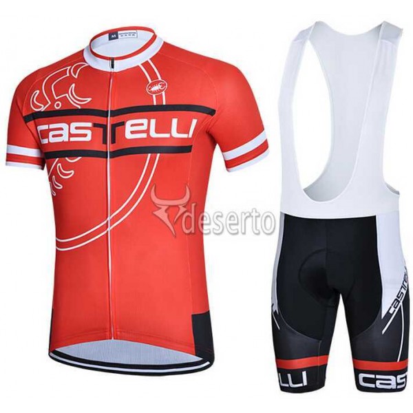 2015 Castelli Fahrradbekleidung Radteamtrikot Kurzarm+Kurz Radhose Kaufen Rot 6SNN9