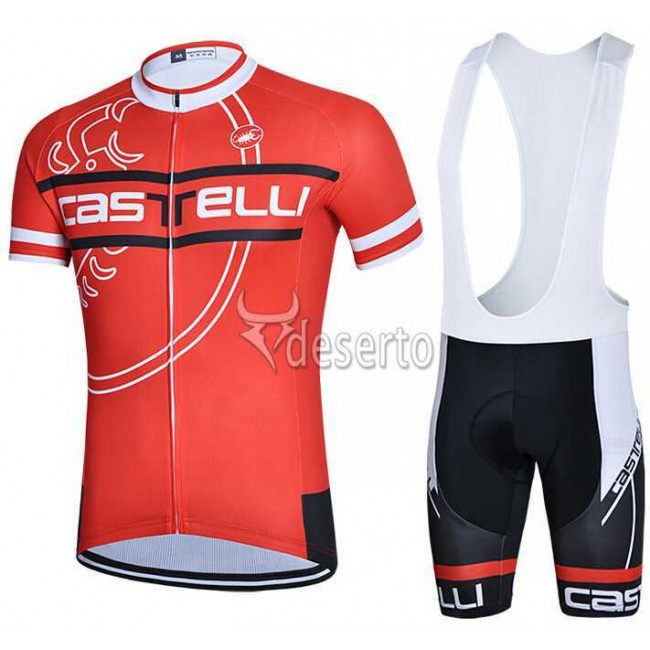 2015 Castelli Fahrradbekleidung Radteamtrikot Kurzarm+Kurz Radhose Kaufen Rot 6SNN9
