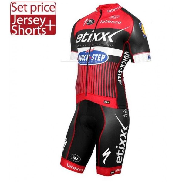 2016 Etixx Quick step Fahrradbekleidung Radteamtrikot Kurzarm+Kurz Radhose Kaufen Rot UEFP7