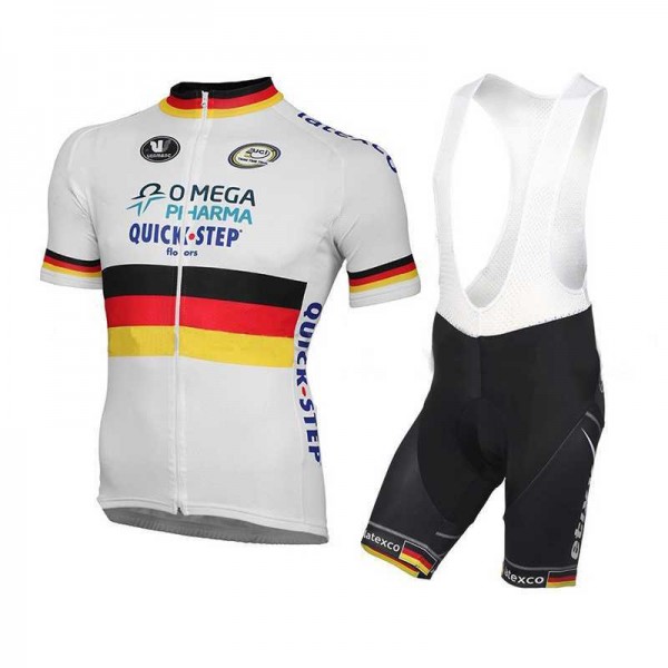 2015 Omega Pharma Quick Step Fahrradbekleidung Radteamtrikot Kurzarm+Kurz Radhose Kaufen weiß FVASS