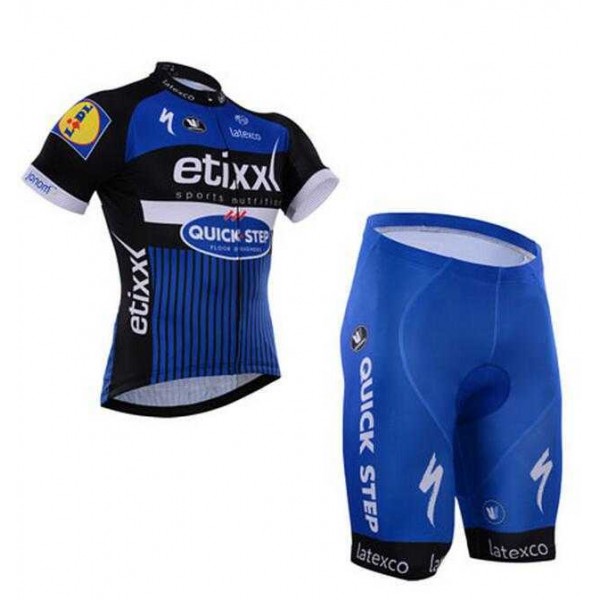 2016 Etixx-Quick Step Fahrradbekleidung Radtrikot Kurzarm+Kurz Radhose blau Schwarz THN6J