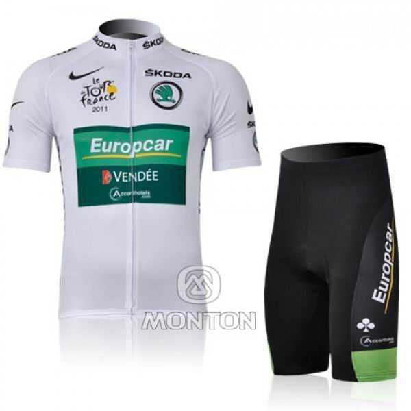 Europcar Pro Team Vendee Radbekleidung Radtrikot Kurzarm und Fahrradhosen Kurz weiß J5NU2