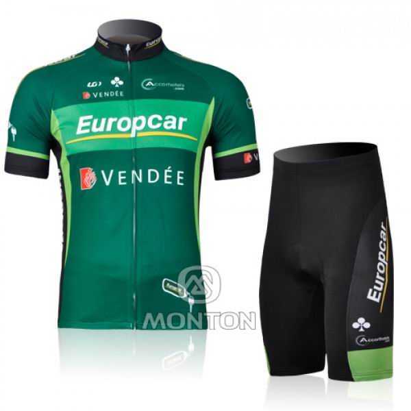 Europcar Pro Team Vendee Radbekleidung Radtrikot Kurzarm und Fahrradhosen Kurz grün 4B9YX