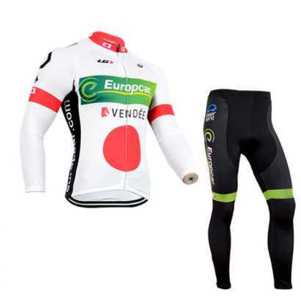 Europcar 2014 Fahrradbekleidung Radtrikot Satz Langarm und Lange Radhose Schwarz weiß Rot grün ZXH51