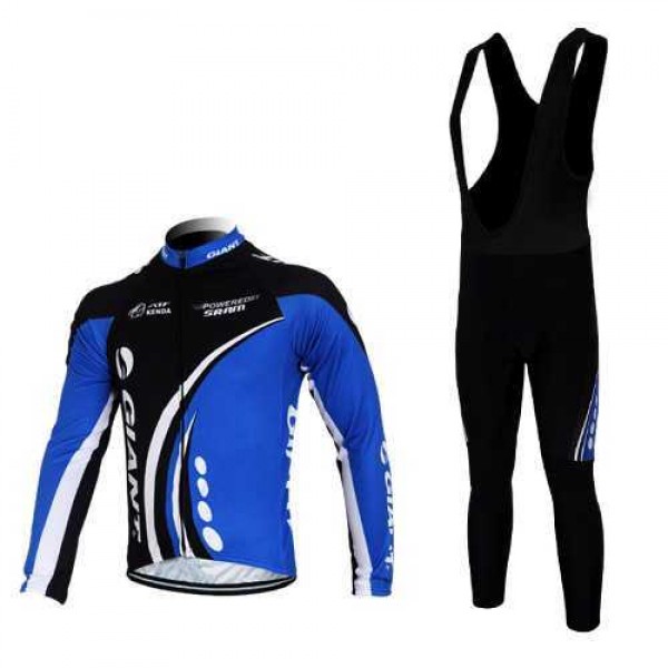 Giant kenda pro Fahrradbekleidung Radteamtrikot Langarm+Lang Trägerhose Schwarz blau I4LWI