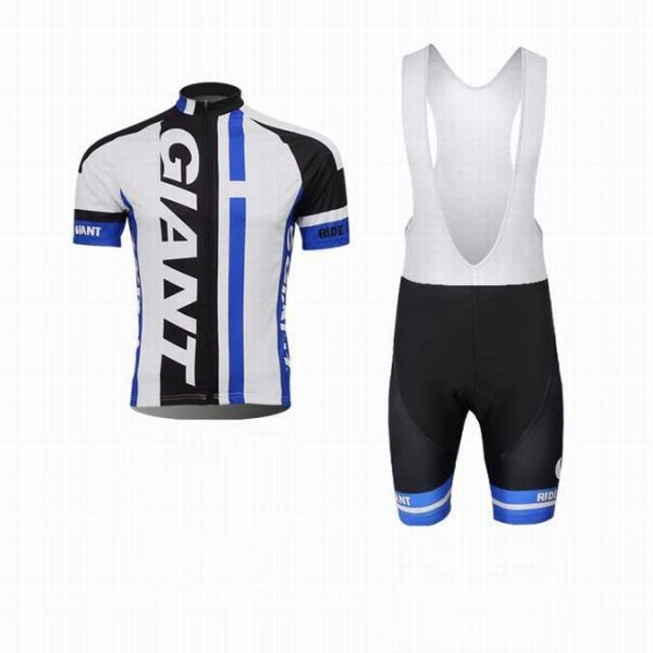 2014 Giant Set set wielershirts Korte mouw+Fietsbroek weiß Schwarz blau ZRTNW