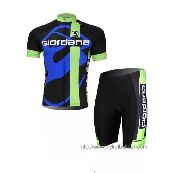 Teams Giordana Radbekleidung Radtrikot Kurzarm und Fahrradhosen Kurz Schwarz grün ZGDMG