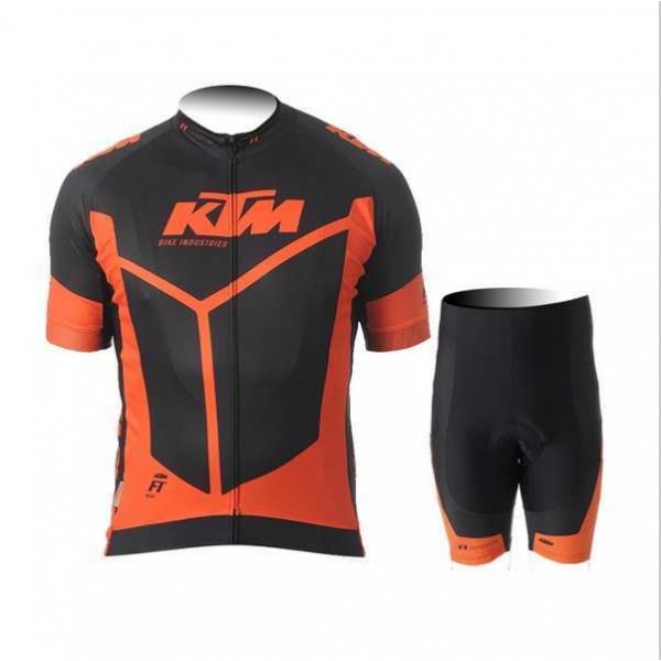 2015 KTM Pro team Schwarz orange Radbekleidung Fahrradtrikot Kurzarm und Fahrradhosen Kurz EJ4PO