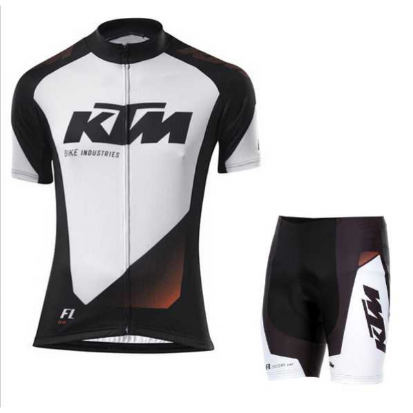 2016 KTM Fahrradkleidung Radsportbekleidung Kurzarm Trikot+Trägerhose Kurz weiß 002 E03L6