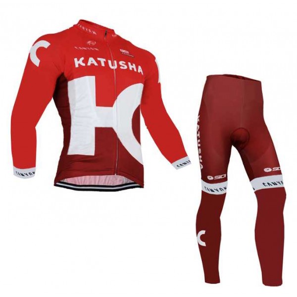 2016 KATUSHA Fahrradbekleidung Radtrikot Langarm+Lang Trägerhose TOTL1