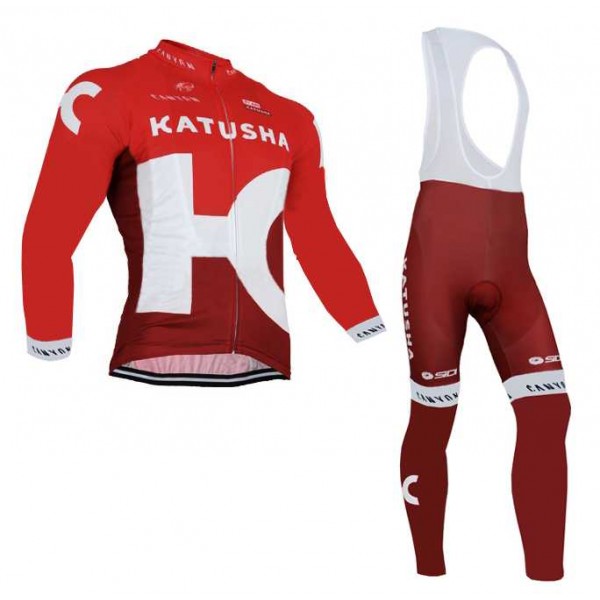 2016 KATUSHA Set lange mouw+lange Koersbroek Bib 05LTX