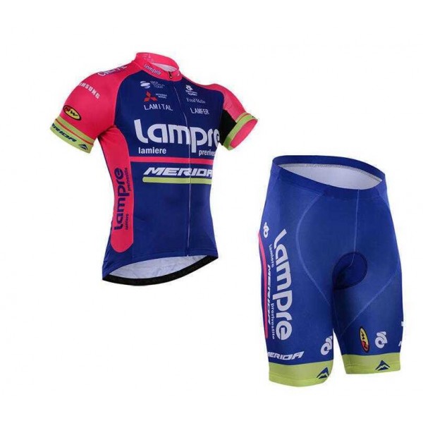 2016 Lampre Merida Radbekleidung Fahrradtrikot Kurzarm und Fahrradhosen Kurz VV64V