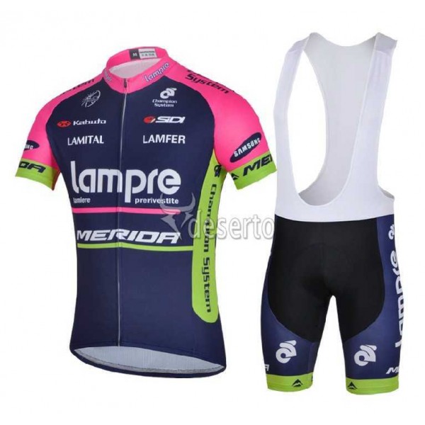 Lampre Merida 2014 Fahrradbekleidung Radteamtrikot Kurzarm+Kurz Radhose Kaufen blau SK1MA