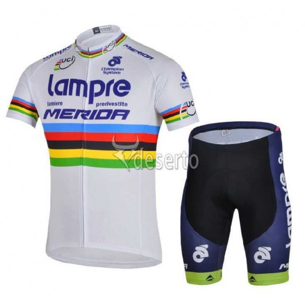 Lampre Merida 2014 Radbekleidung Radtrikot Kurzarm und Fahrradhosen Kurz weiß JBL40