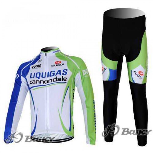 Liquigas Cannondale Pro Team Fahrradbekleidung Radtrikot Langarm+Lang Trägerhose grün weiß 9PYYN