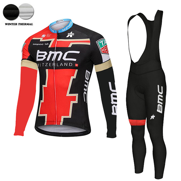 BMC 2018 Winter Fahrradbekleidung Radtrikot Langarm+Lang Trägerhose AKSTD