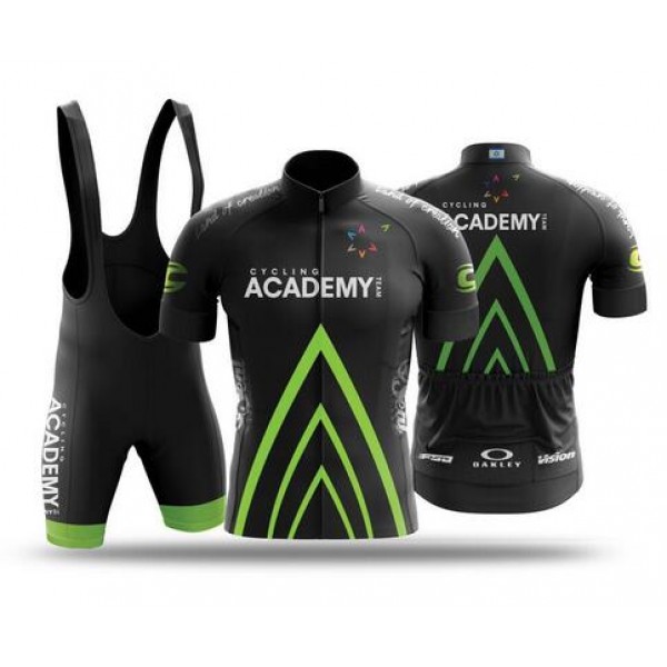 ISRAEL CYCLING ACADEMY Schwarz Fahrradkleidung Radsportbekleidung Kurzarm Trikot+Trägerhose Kurz 4N1AA