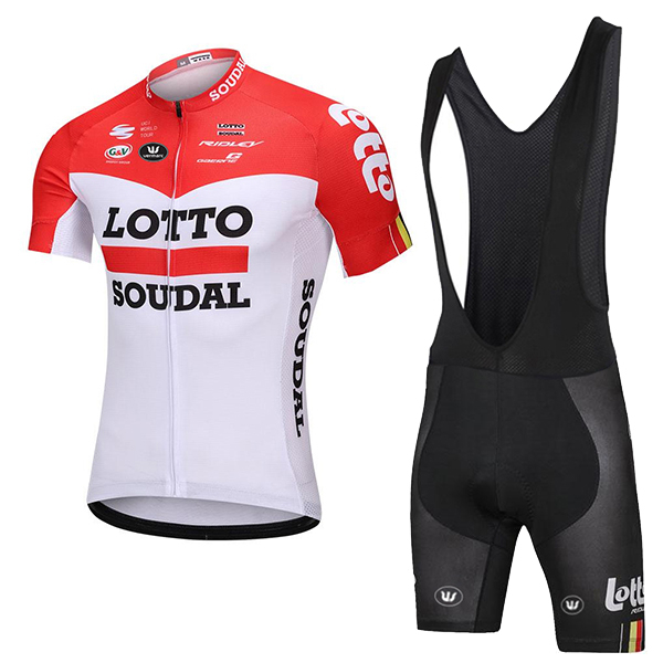 2018 Lotto Soudal Fahrradkleidung Radsportbekleidung Kurzarm Trikot+Trägerhose Kurz JPBWM