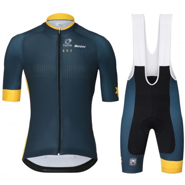 TEAM AUSTRALIA 2018 CA Fahrradbekleidung Radtrikot Satz Kurzarm+Kurz Trägerhose 9PJOB