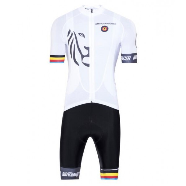 Bioracer Van Vlaanderen weiß Schwarz 2018 Fahrradbekleidung Radtrikot Satz Kurzarm+Kurz Trägerhose OZURB