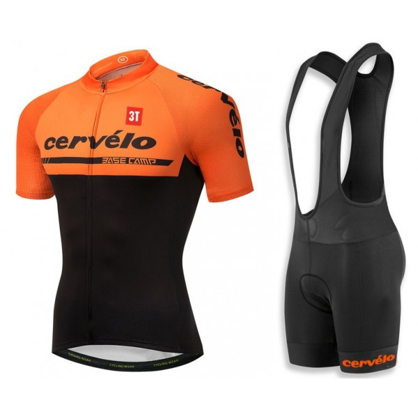 2018 Cervelo 3T Orange Fahrradbekleidung Radtrikot Satz Kurzarm+Kurz Trägerhose E6UTH
