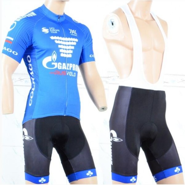 Gazprom-Rusvelo 2018 Fahrradbekleidung Satz Fahrradtrikot Kurzarm Trikot und Kurz Trägerhose 6W1CJ