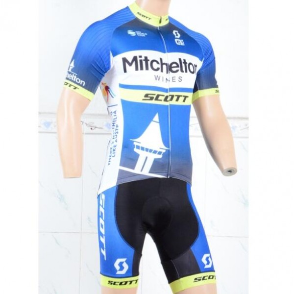 Mitchelton Scott 2018 blau Set Fahrradbekleidung Radtrikoten+Kurz Radhose DH3QD