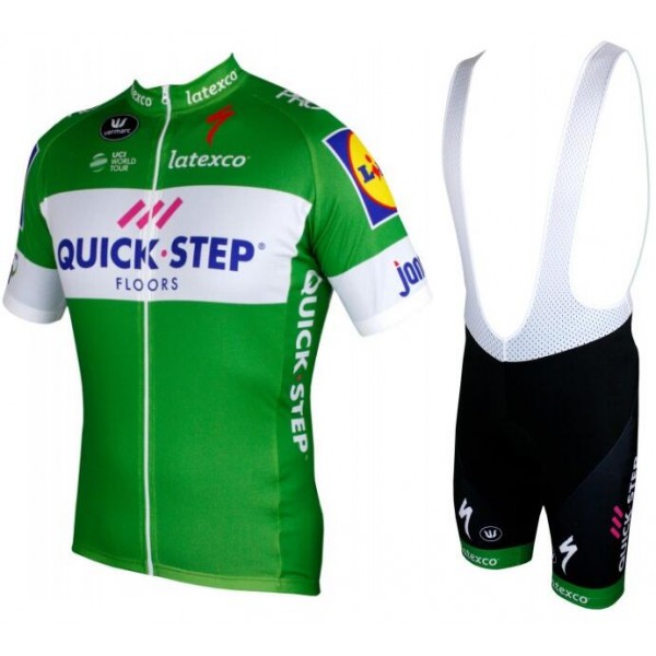 Quick-Step Floors 2018 Tour Special Edition grün Fahrradbekleidung Radtrikot Satz Kurzarm+Kurz Trägerhose XOO6Z