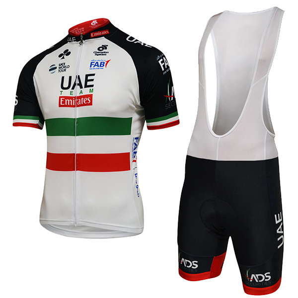 2018 UAE ITALIAN CHAMPION Fahrradbekleidung Radtrikot Satz Kurzarm+Kurz Trägerhose UIDN6