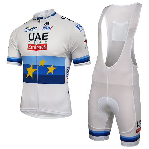 2018 UAE EUROPEAN CHAMPION Fahrradbekleidung Radtrikot Satz Kurzarm+Kurz Trägerhose VTISM