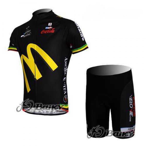 McDonald Legea Pro Team Radbekleidung Radtrikot Kurzarm und Fahrradhosen Kurz Schwarz 683TM