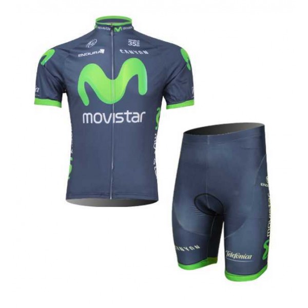 Movistar Teams 2014 Radbekleidung Radtrikot Kurzarm und Fahrradhosen Kurz 1CQM6