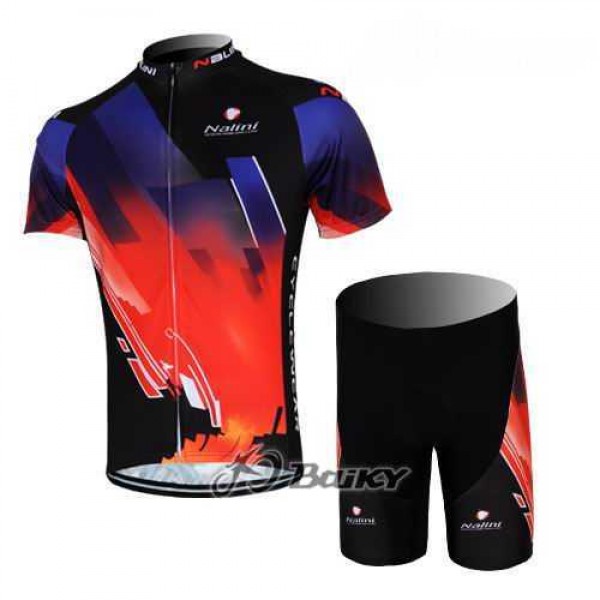 Nalini Pro Team Radbekleidung Radtrikot Kurzarm und Fahrradhosen Kurz Rot Schwarz 5B7NB