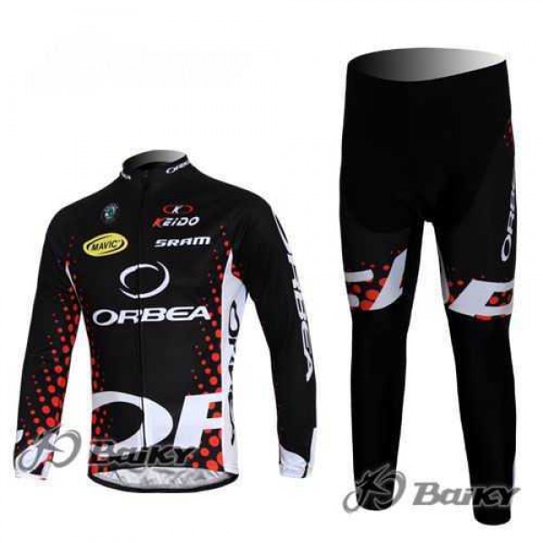 Orbea Pro Team Fahrradtrikot Radbekleidung Langarm+Lang Fahrradhose Schwarz Rot Z44JH