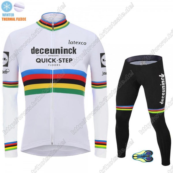 Winter Thermal Fleece Deceuninck quick step 2021 UCI World Champion Fahrradbekleidung Radtrikot Langarm+Lang Trägerhose LNIEX