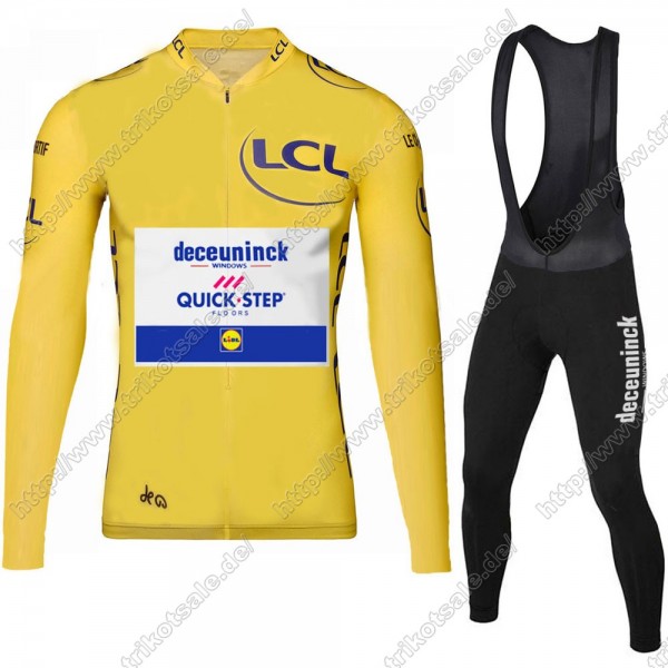 Deceuninck quick step 2021 Tour De France Fahrradbekleidung Radtrikot Langarm+Lang Trägerhose OUAHB