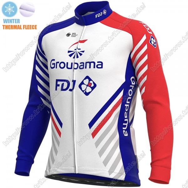 GROUPAMA FDJ Winter Thermal Fleece 2021 Fahrradbekleidung Radtrikot Langarm CVOUQ