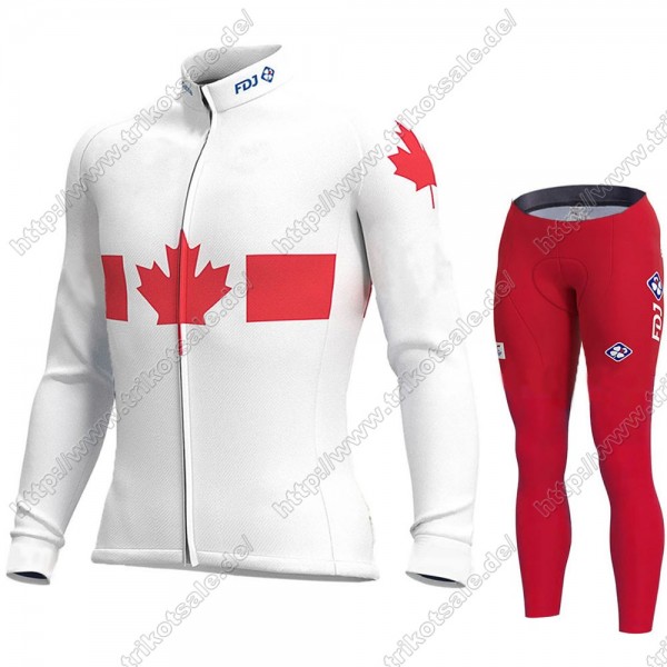 Canada FDJ 2021 Fahrradbekleidung Radtrikot Langarm+Lang Trägerhose GETWH